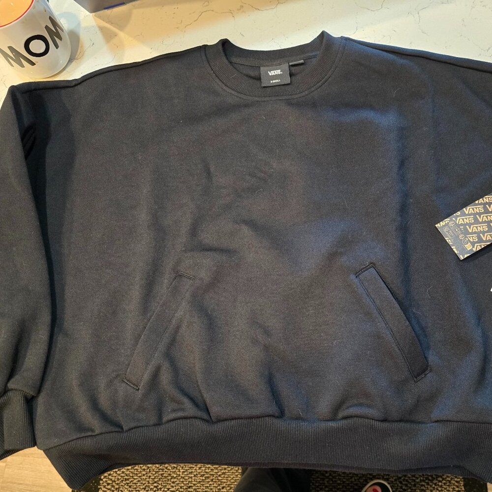 Brand New Womens Vans Elevated Double Knit Loose Black Sweatshirt Size XS